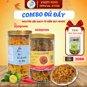 Combo Mực khô xé 200g + Gà khô lá chanh 250g tặng Mực rim