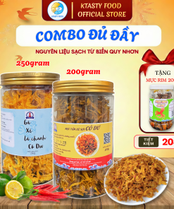 Combo Mực khô xé 200g + Gà khô lá chanh 250g tặng Mực rim