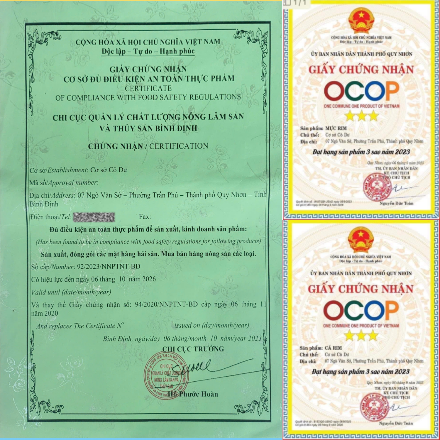 Cam Kết An Toàn Thực Phẩm